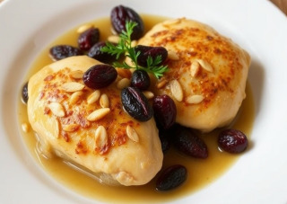 Chicken breast with almonds and prunes